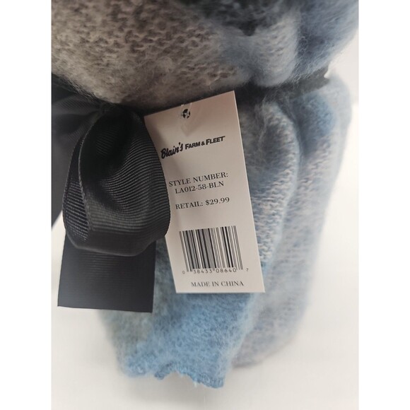 Plaid Igloos Womens Shawl (Blue/Gray/Black) - Picture 8 of 11